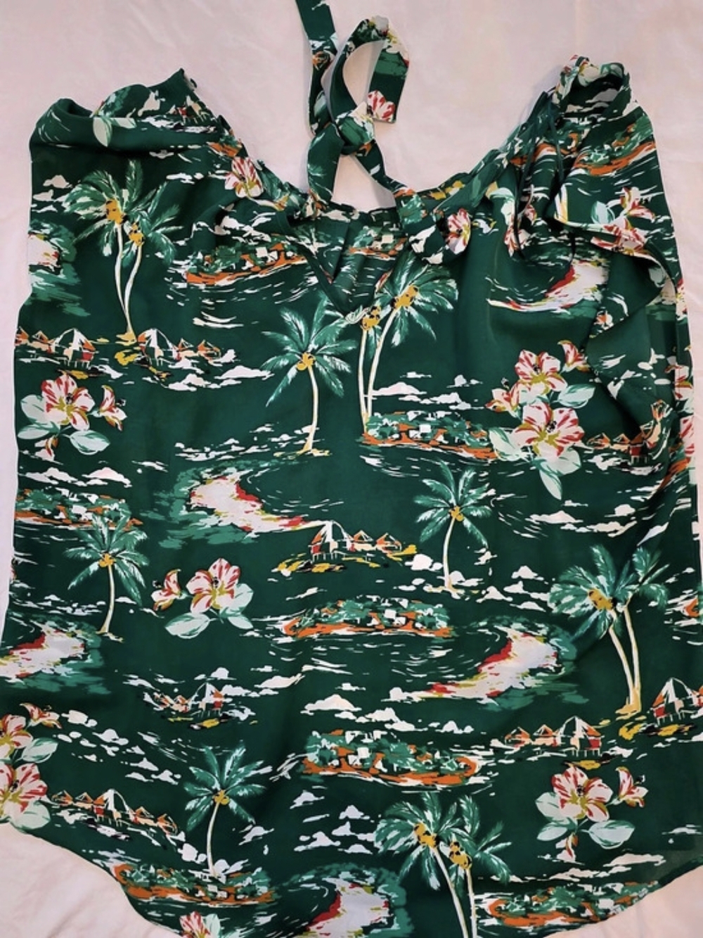 Lauren Conrad Floral Blouse in Green & Multicolor XXL